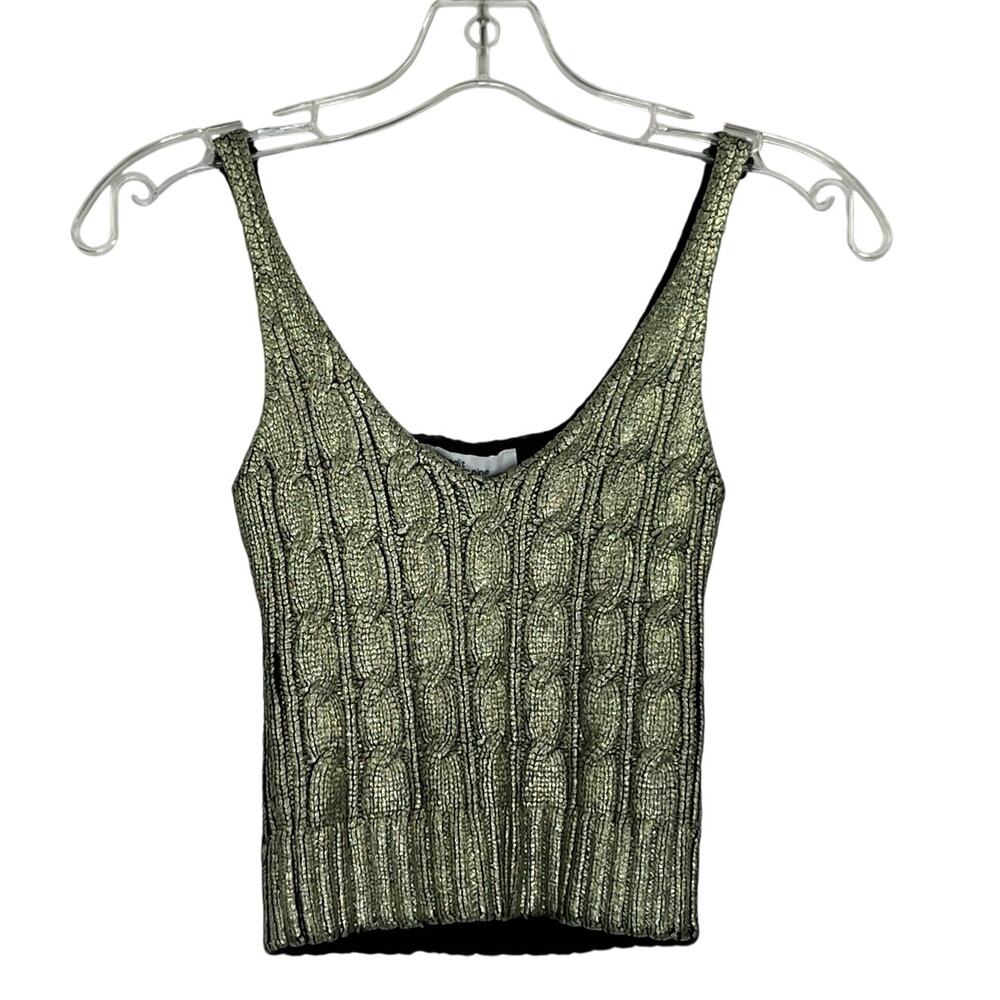 Edit by Nine gold cable knit tank top women's Medium NWT Holiday Office Party